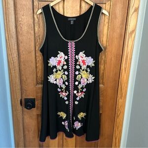 Tribal Femme Dress XL Tribal Native Boho Artsy Art to Wear‎ Embroidered Resort